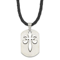 Stainless Steel Fleur de Lis Cut-out Dog Tag Necklace, 18 mm