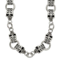 Chisel Stainless Steel Antiqued and Polished Skull 24 inch Necklace, 24 x 12 mm