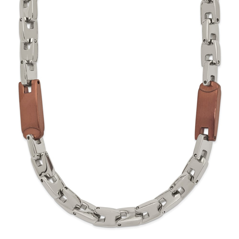 Chisel Stainless Steel Polished Brown IP-plated 24 inch Necklace, 24 x 7 mm