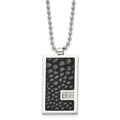 Chisel Stainless Steel Polished Stingray Texture Imitation Leather 1/10 carat Diamond Pednant on a 24 inch Ball Chain Necklace, 0.1 ct, 24 x 22 mm