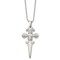 Chisel Stainless Steel Polished Dagger Pendant on a 24 inch Ball Chain Necklace, 24 x 31 mm