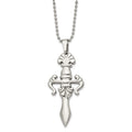Chisel Stainless Steel Polished Dagger Pendant on a 24 inch Ball Chain Necklace, 24 x 30 mm