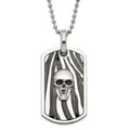Stainless Steel Enameled Skull Dog Tag Necklace, 24 mm