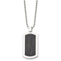 Chisel Stainless Steel Polished with Black IP-Plated Cable Dog Tag on a 24 inch Ball Chain Necklace, 24 x 25 mm