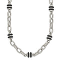 Chisel Stainless Steel Polished with Black Rubber Barrel Link 22 inch Necklace, 22 x 6 mm