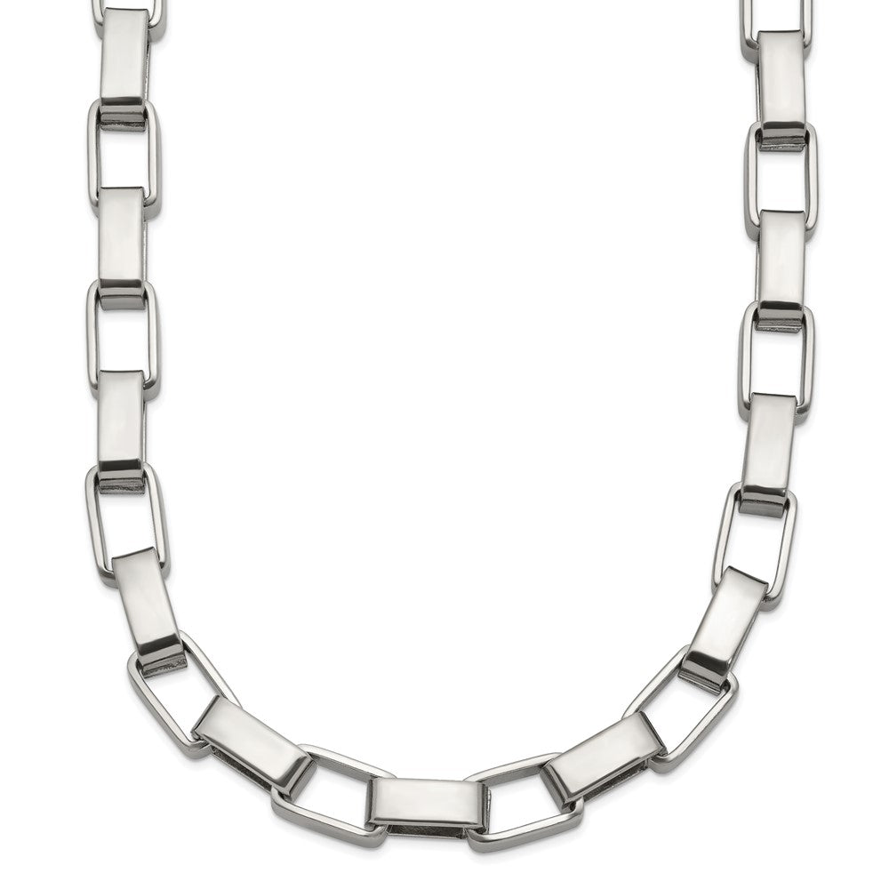 Chisel Stainless Steel Polished 22 inch Square Link Necklace, 22 x 6 mm