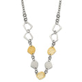 Stainless Steel Yellow IP-plated Polished & Pebbled Fancy Link Necklace, 24 x 24 mm