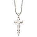 Stainless Steel Brushed Cross Dagger 22in Necklace, 22 mm