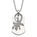 Stainless Steel Polished & Black Enamel Lizard Necklace, 24 mm