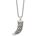 Chisel Stainless Steel Antiqued Polished and Textured Swirl Design Claw Pendant on a 24 inch Rope Chain Necklace, 24 x 19 mm
