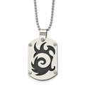Chisel Stainless Steel Brushed Black IP-plated Swirl Dog Tag on a 24 inch Ball Chain Necklace, 24 x 23 mm