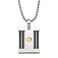 Stainless Steel Black & Gold lP-plated Square Pendant Necklace, 22 mm