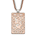Stainless Steel & Brown IP-plated Swirl Rectangle Design Necklace, 24 mm
