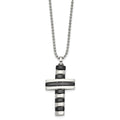 Stainless Steel Polished Black IP-plated Cross 18in Necklace, 18 mm