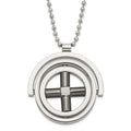 Stainless Steel & Black IP-plated X Moveable Circles Necklace, 22 mm