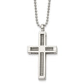Chisel Stainless Steel Polished Cross Pendant on a 24 inch Ball Chain Necklace, 24 x 26 mm