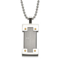 Stainless Steel Black & Yellow IP-plated Polished Cross Necklace, 22 mm