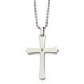 Chisel Stainless Steel Polished with 14k Gold Accent .02 carat Diamond Cross Pendant on a 22 inch Ball Chain Necklace, 0.02 ct, 22 x 30 mm