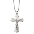 Chisel Stainless Steel Polished Large Crucifix Pendant on a 22 inch Ball Chain Necklace, 22 x 57 mm