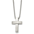 Chisel Stainless Steel Brushed and Polished Cross Pendant on a 22 inch Box Chain Necklace, 22 x 20 mm