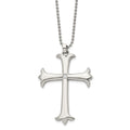 Chisel Stainless Steel Polished with CZ Cross Pendant on a 22 inch Ball Chain Necklace, 22 x 41 mm