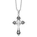 Chisel Stainless Steel Polished Enameled with .01 Carat Diamond Cross Pendant on a 24 inch Ball Chain Necklace, 24 x 36 mm