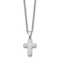 Chisel Stainless Steel Polished Crystal Cross Pendant on a 22 inch Cable Chain Necklace, 22 x 15 mm