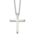 Chisel Stainless Steel Polished with CZ Ends Cross Pendant on a 22 inch Cable Chain Necklace, 22 x 30 mm