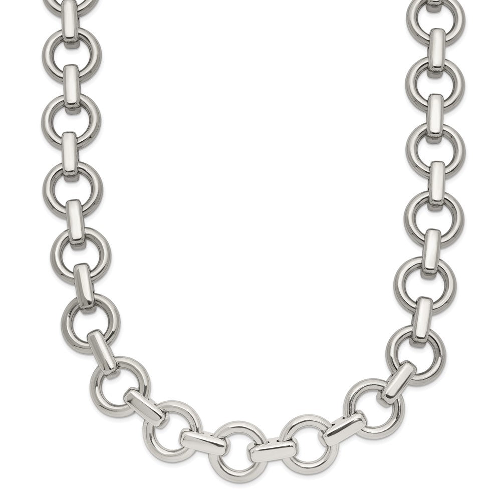 Chisel Stainless Steel Polished 20 inch Circle Link Necklace, 20 x 9 mm