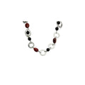 Stainless Steel Textured Ovals, Onyx & Ocean Stone Necklace, 21 mm
