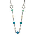 Stainless Steel Blue Jade, Green Agate & Howlite w/1.5in ext Necklace, 27.5 x 23.6 mm