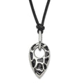 Stainless Steel Polished Black Resin Pendant w/ 2 in ext Necklace, 20 mm
