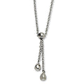 Stainless Steel Brushed & Polished Teardrop 20in Y Necklace, 20 mm