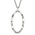 Stainless Steel Hammered Oval Pendant with 2 inch ext Necklace, 18 mm