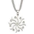 Stainless Steel Snowflake w/ CZs 22in Necklace, 22 mm