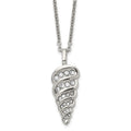 Stainless Steel Polished w/CZ Fancy Shell 22in Necklace, 22 mm
