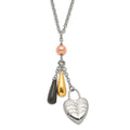 Stainless Steel Heart w/ Multicolor IP-plated Accents Necklace, 22 mm