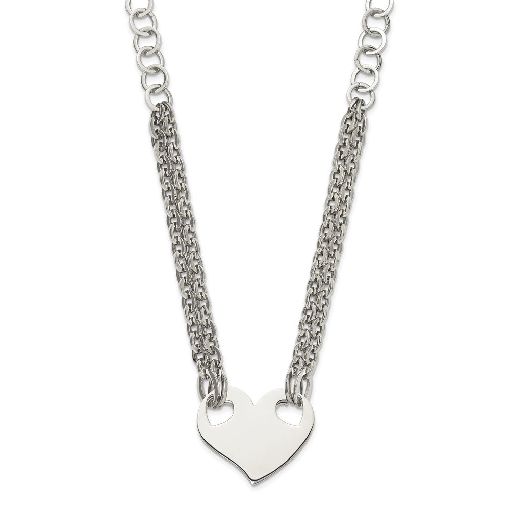 Stainless Steel Polished Heart 20in Necklace, 20 mm