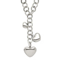 Stainless Steel Polished Hearts 28in Y Necklace, 28 mm