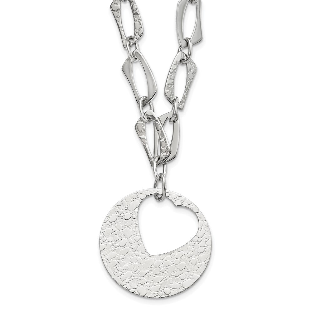 Stainless Steel Heart Cutout Pendant with 2 inch ext Necklace, 22 mm