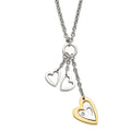 Stainless Steel Yellow IP-plated Heart with Hearts with CZ Necklace, 22 mm