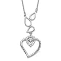 Stainless Steel CZ Teardrops & Heart w/ 1in ext Necklace, 19 mm