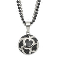Stainless Steel Black Enamel Hearts 24in Necklace, 24 mm