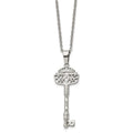 Chisel Stainless Steel Polished and Textured Key Pendant on a 22 inch Cable Chain Necklace, 22 x 18 mm