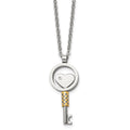 Chisel Stainless Steel Polished Yellow IP-plated with CZ Heart Key Pendant on a 22 inch Cable Chain Necklace, 22 x 15 mm