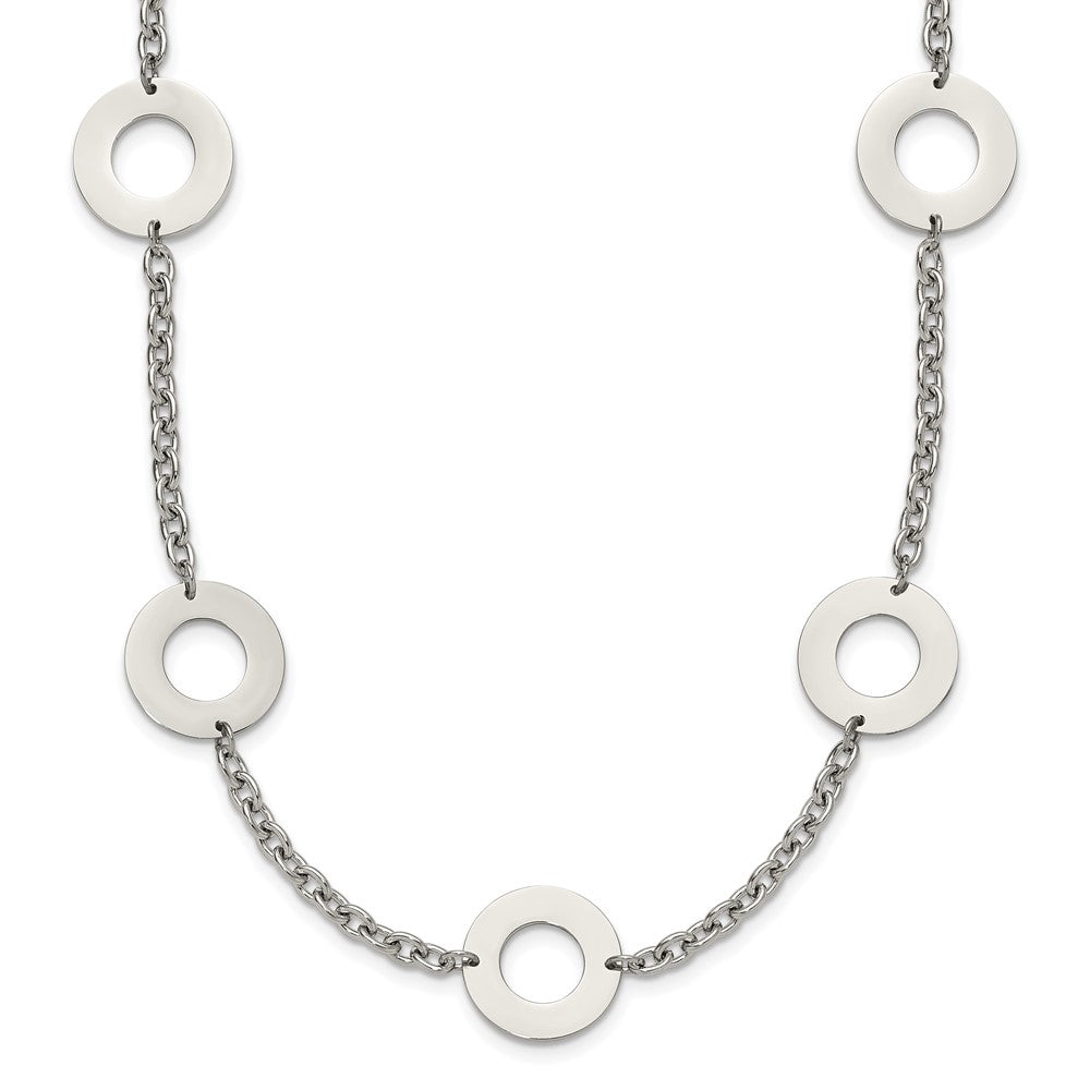 Chisel Stainless Steel Polished Circles 26 inch Necklace, 26 x 19.5 mm