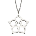 Stainless Steel Fancy Polished Flower 22in Necklace, 22 mm