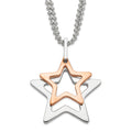 Stainless Steel & Rose IP-plated Stars Necklace, 22 mm
