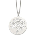 Chisel Stainless Steel Polished Flower Cut-out Circle Pendant on a 22 inch Cable Chain Necklace, 22 x 51 mm