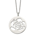 Stainless Steel Polished Rose Cut-out 22in Necklace, 22 mm